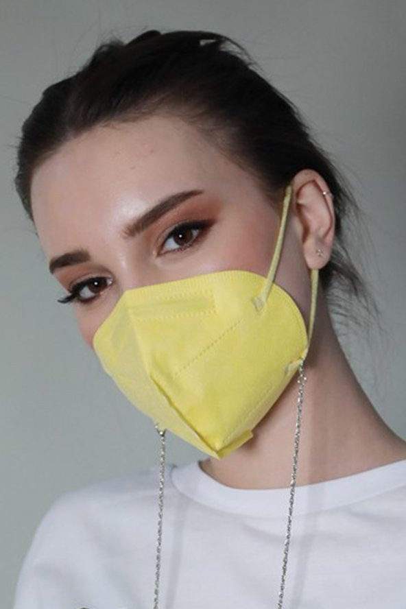 FAMEX N95 FFP2 KORUYUCU MASKE SARI RENK 10 ADET TEKLİ PAKET DUCK MODELİ - 2