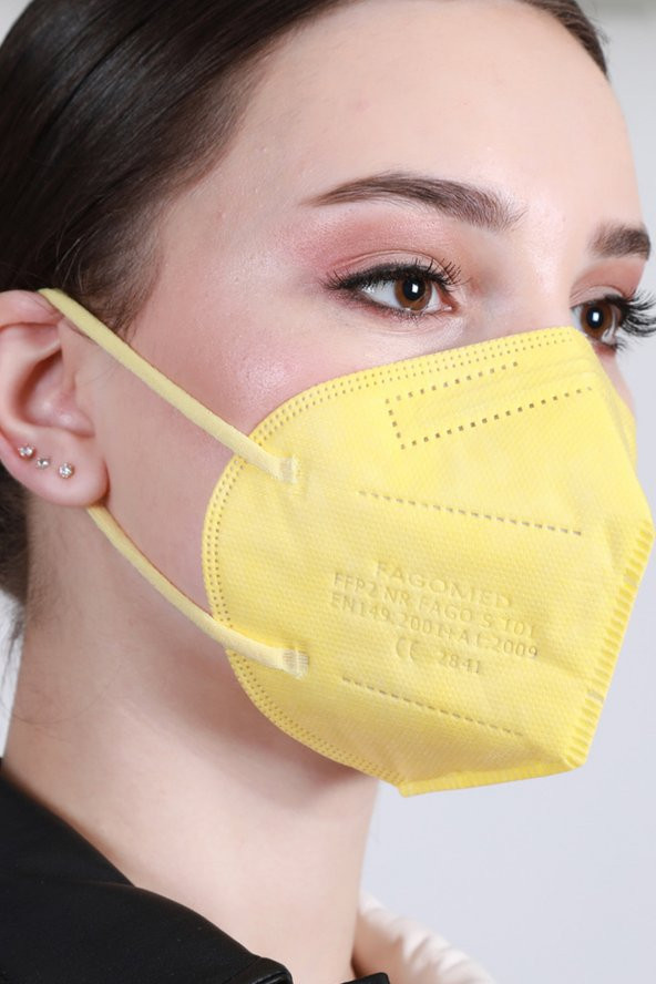 FAMEX N95 FFP2 KORUYUCU MASKE SARI RENK 10 ADET TEKLİ PAKET DUCK MODELİ - 3