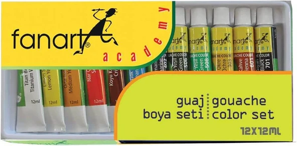 Fanart Academy 12x12ml Guaj Boya Set / 3500.S12