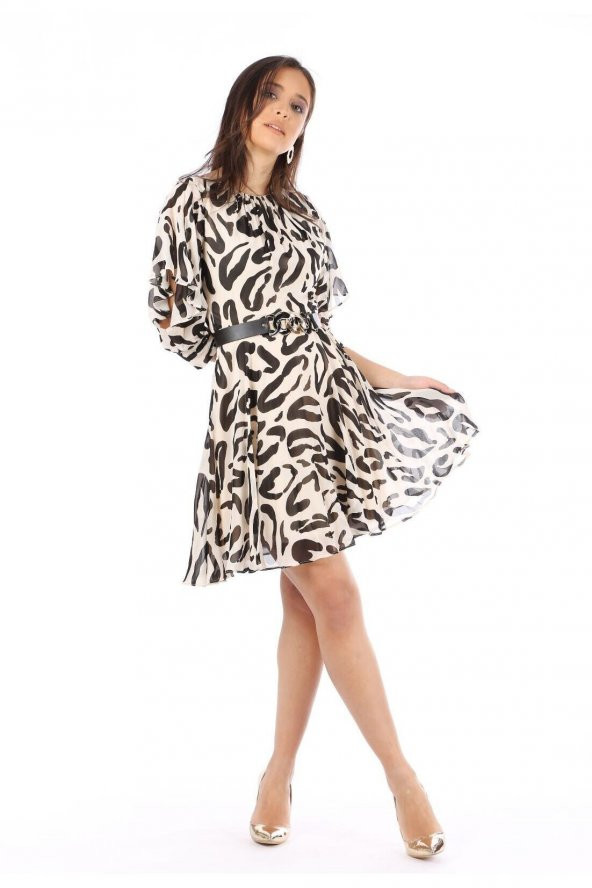 Modatalika Kadın Kol Detaylı Midi Boy Elbise - Resim 7