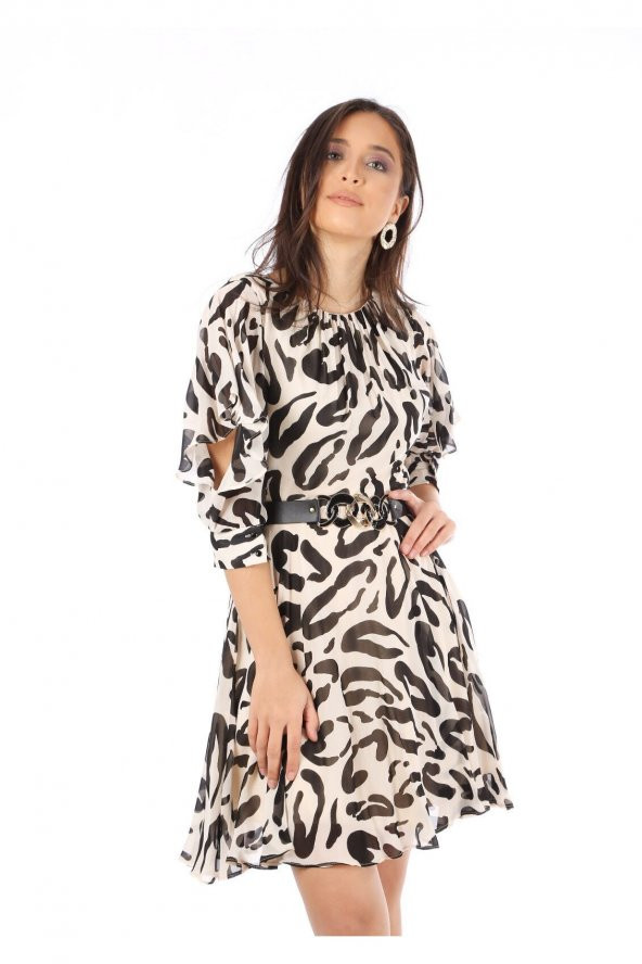 Modatalika Kadın Kol Detaylı Midi Boy Elbise - Resim 8