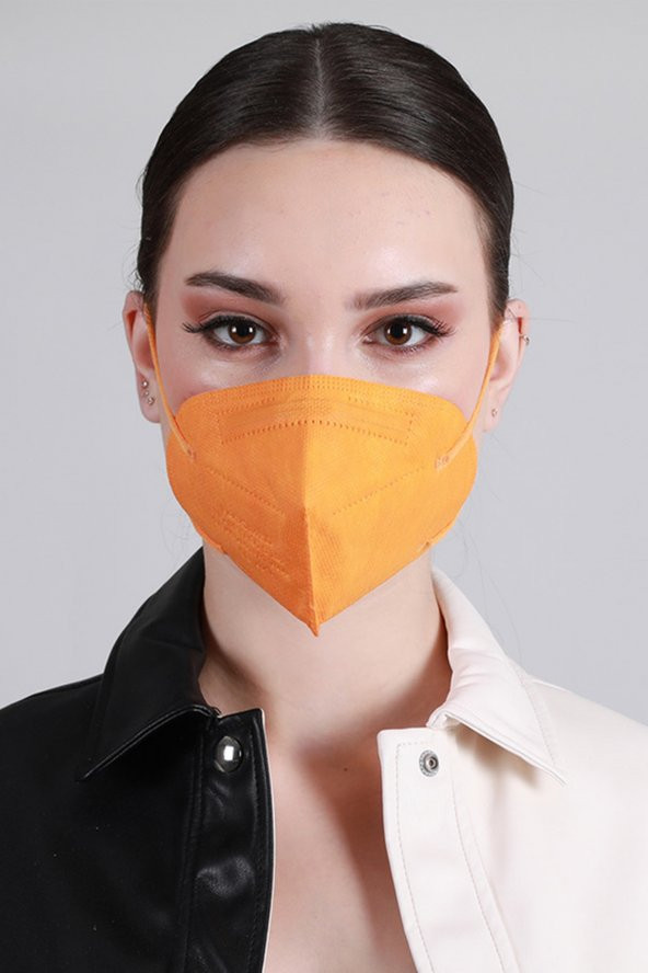 FAMEX N95 FFP2 KORUYUCU MASKE TURUNCU RENK 10 ADET TEKLİ PAKET DUCK MODELİ - 2