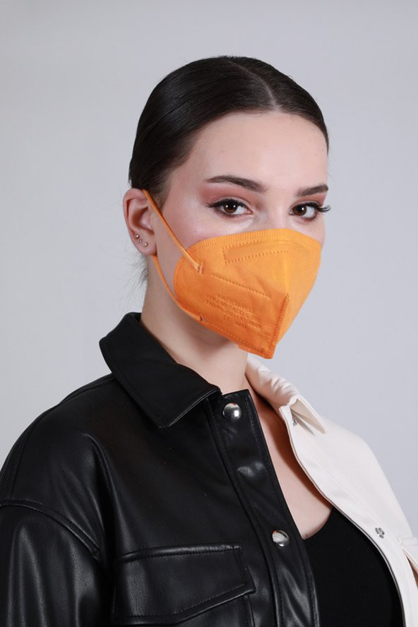 FAMEX N95 FFP2 KORUYUCU MASKE TURUNCU RENK 10 ADET TEKLİ PAKET DUCK MODELİ - 3