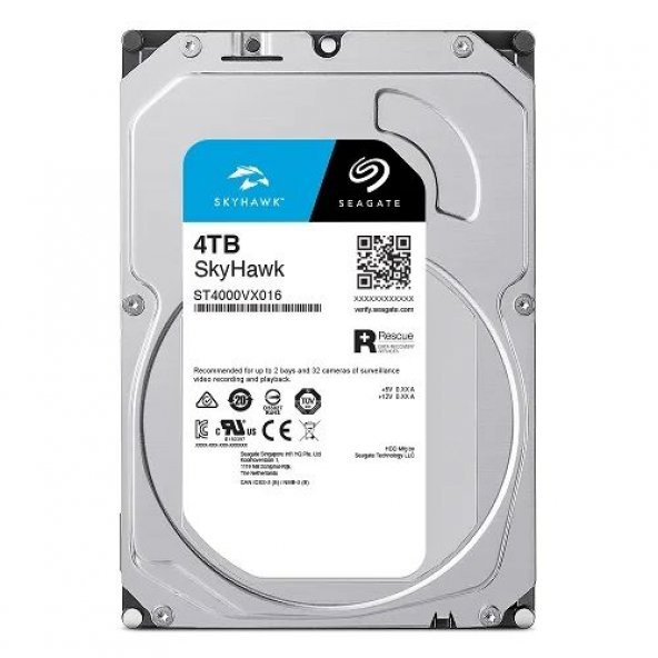 SEAGATE 4 TB SKYHAWK 7/24 GÜVENLIK ST4000VX016 256MB