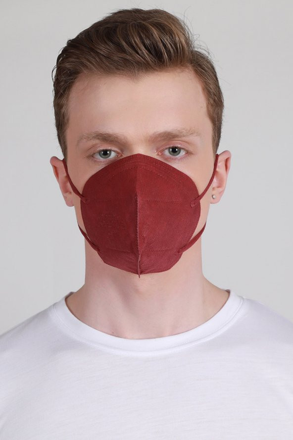 FAMEX N95 FFP2 KORUYUCU MASKE BORDO RENK 10 ADET TEKLİ PAKET DUCK MODELİ - 2