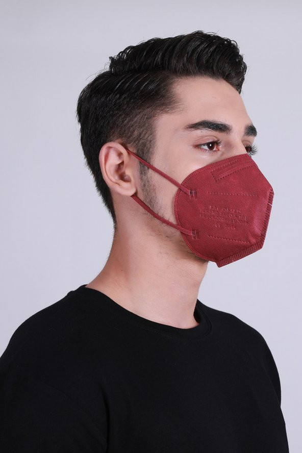 FAMEX N95 FFP2 KORUYUCU MASKE BORDO RENK 10 ADET TEKLİ PAKET DUCK MODELİ - 3