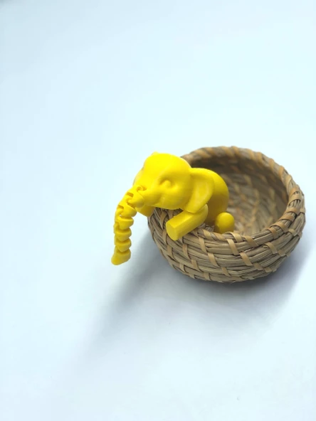 3D Hareketli Oyuncak Fil & Dekor - Sarı - 3