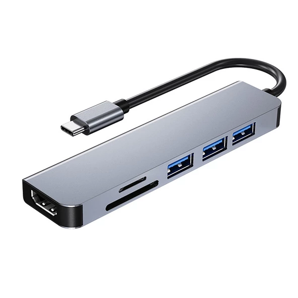 Type C to HDMI+1*usb3.0 - 2* usb2.0 Hub + Kart okuyucu 6 in1