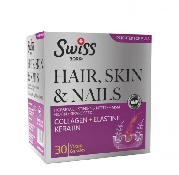 Swiss Bork Hair Skin Nails Saç, Cilt Ve Tırnaklar İçin Takviye Edici Gıda 30 Kapsül 8681820202359