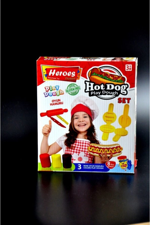HEROES Play Dough Oyun Hamuru Hot Dog Seti Premium 3 Renk