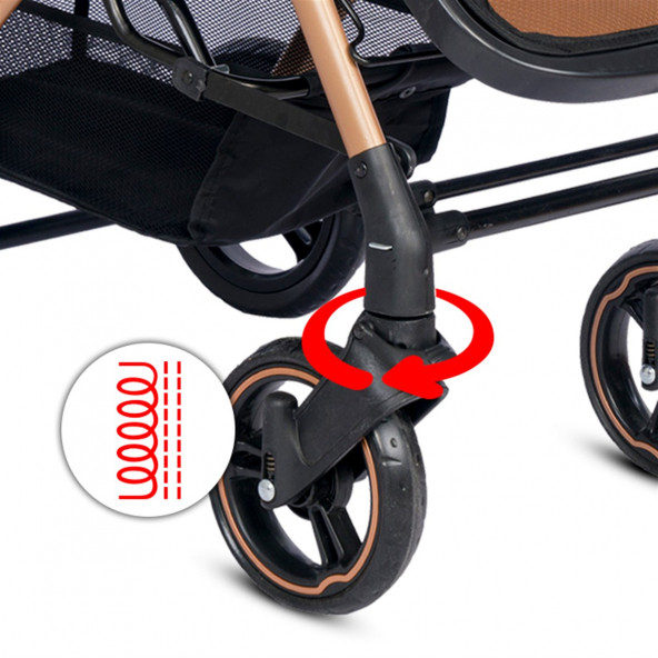 4 Baby Ab350 Active Plus Çift Yönlü Bebek Arabası Kahverengi - 5