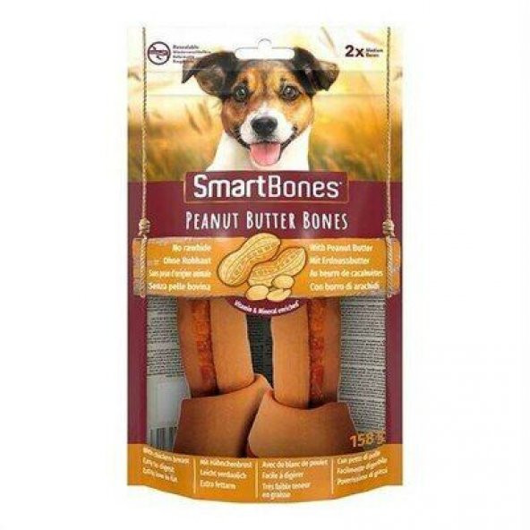 Smartbones Tavuklu Fıstık Ezmeli Medium Düğüm Kemik Köpek Ödülü 2li 158 G