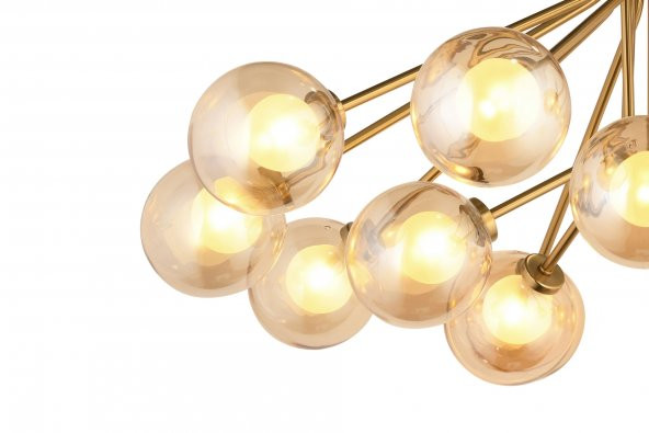 LampaLuce Forti Modern Tasarım Sarkıt Avize 15li Sarı 60x90cm - 2