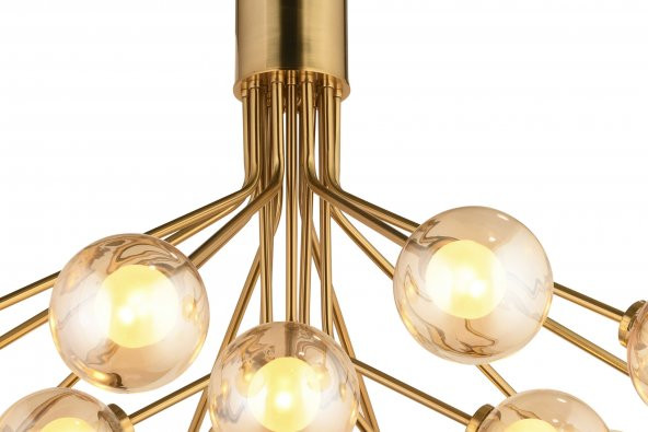 LampaLuce Forti Modern Tasarım Sarkıt Avize 15li Sarı 60x90cm - 4