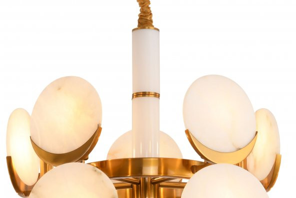 LampaLuce Marmo Modern Tasarım 2 Katlı Salon Avizesi Sarı 10lu 100x130cm - 2