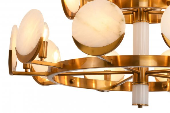 LampaLuce Marmo Modern Tasarım 2 Katlı Salon Avizesi Sarı 10lu 100x130cm - 5