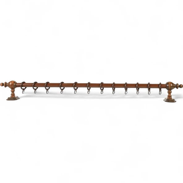 Ceviz Raysız Ahşap Rustik Perde Askısı - 100 Cm - Resim 2