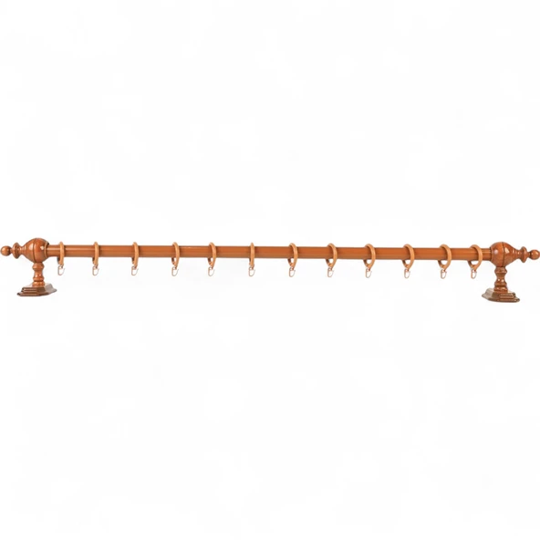 Meşe Raysız Ahşap Rustik Perde Askısı - 150 Cm - Resim 2