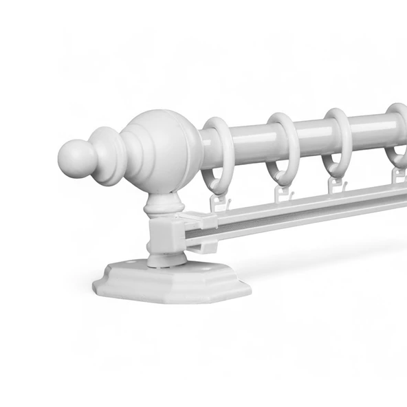 Beyaz Tek Raylı Ahşap Rustik Perde Askısı - 150 CM ürün görseli 1