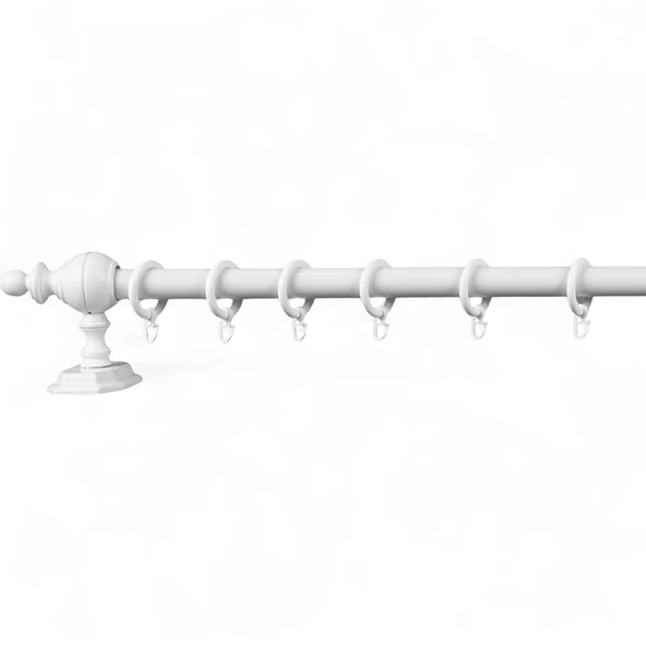 Beyaz Raysız Ahşap Rustik Perde Askısı - 125 Cm - 3