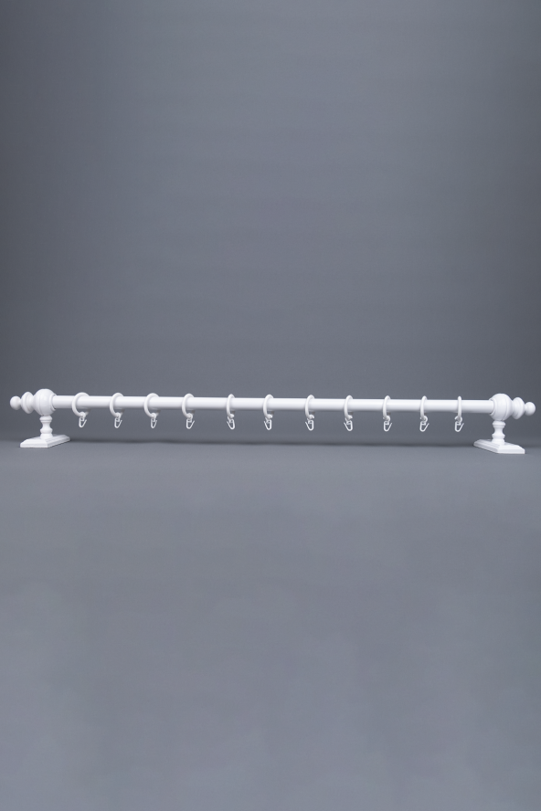 Twins Decorative Beyaz Raysız Ahşap Rustik Perde Askısı - 125 Cm