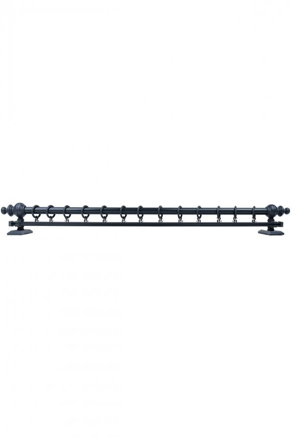 Antrasit Tek Raylı Ahşap Rustik Perde Askısı - 100 Cm