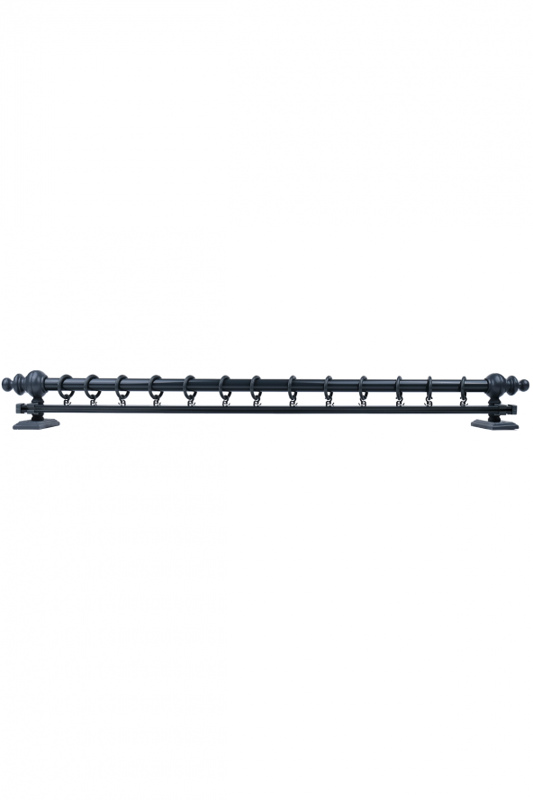 Antrasit Tek Raylı Ahşap Rustik Perde Askısı - 125 CM