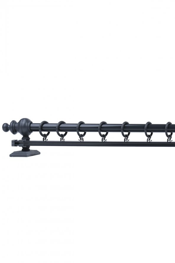 Twins Decorative Antrasit Tek Raylı Ahşap Rustik Perde Askısı - 300 Cm - 4