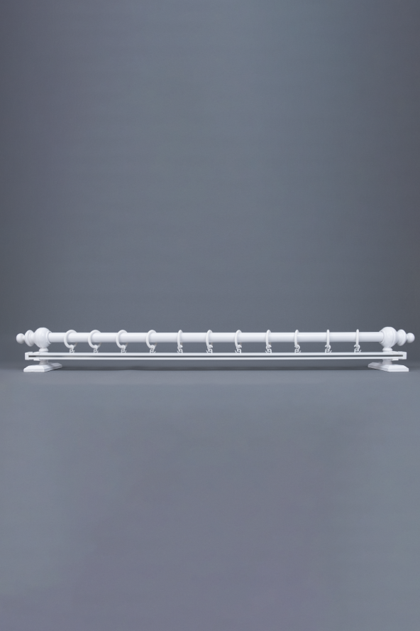Twins Decorative Beyaz Tek Raylı Ahşap Rustik Perde Askısı - 100 CM