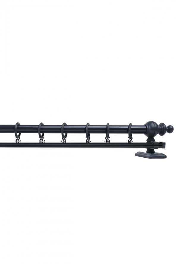 Twins Decorative Antrasit Tek Raylı Ahşap Rustik Perde Askısı - 100 Cm - 5