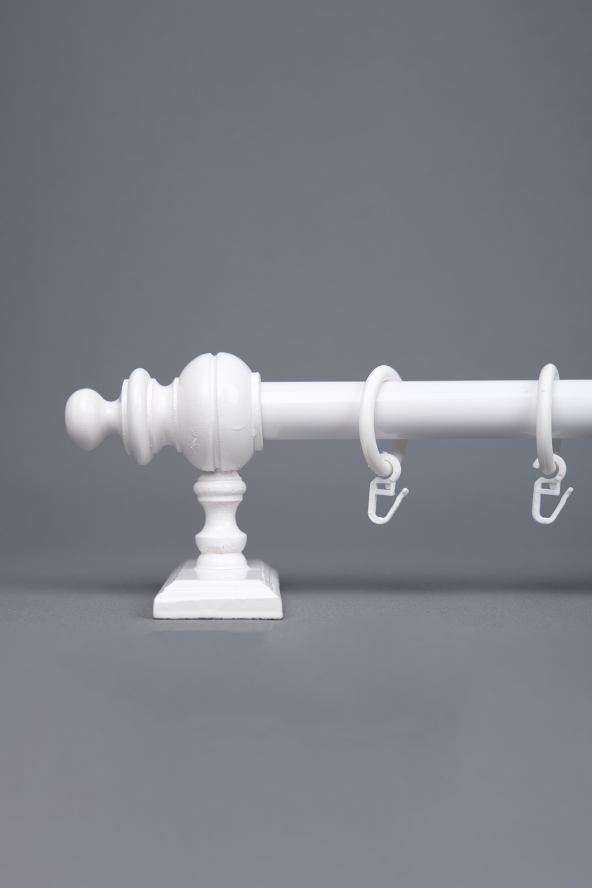 Twins Decorative Beyaz Raysız Ahşap Rustik Perde Askısı - 275 Cm - 2