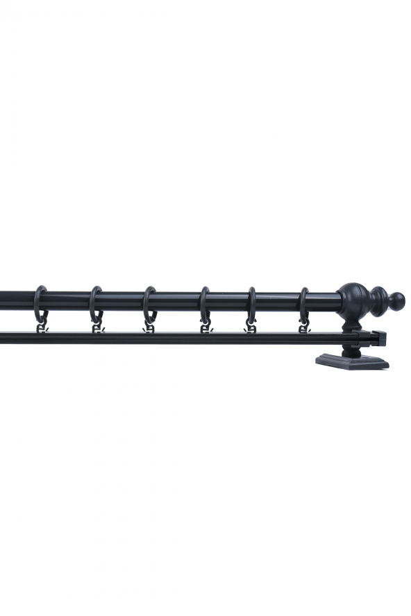 Twins Decorative Antrasit Tek Raylı Ahşap Rustik Perde Askısı - 150 CM - 5