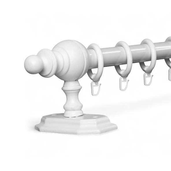 Beyaz Raysız Ahşap Rustik Perde Askısı - 100 Cm ürün görseli 1