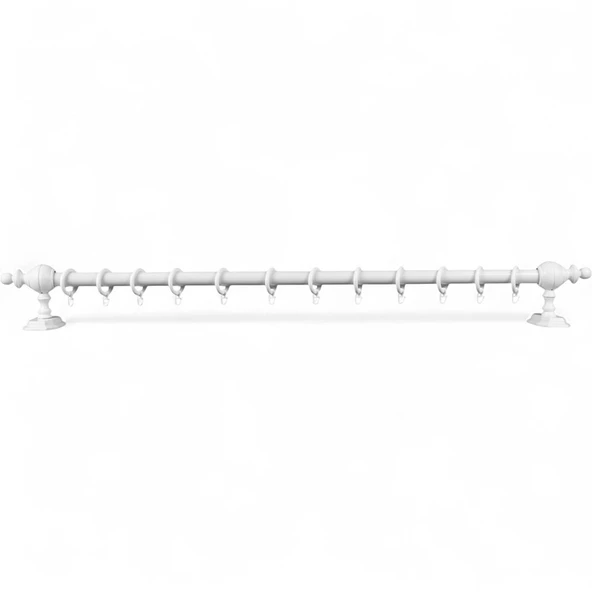 Beyaz Raysız Ahşap Rustik Perde Askısı - 125 Cm - 2