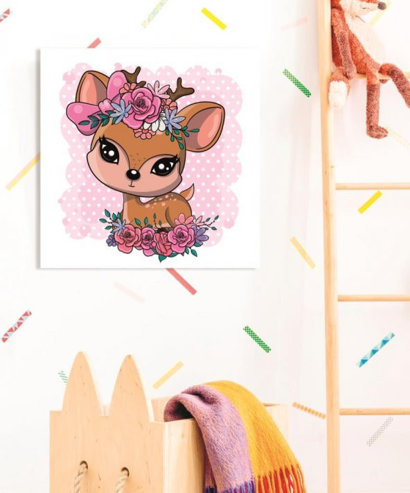 Dekoratif Çocuk Odası Baby Deer Duvar Kanvas Tablo