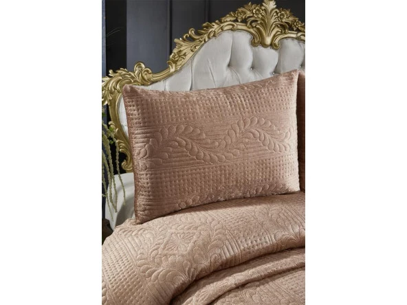 Velica Çift Kişilik Kadife Yatak Örtüsü Cappucino - Resim 5