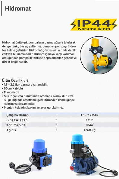 Rowermax 2 Kat 2 Daire Hidrofor Su Pompası Paket Hidrofor Otomatik Sistem Su Pompası QB60-Y 0.5HP - 5