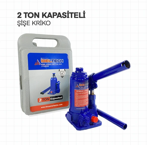 İbeltech 2 Ton Kapasiteli Şişe Kriko Çantalı Kriko