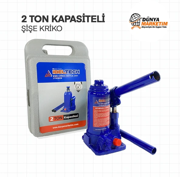 İbeltech 2 Ton Kapasiteli Şişe Kriko Çantalı Kriko - 2