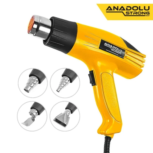 Anadolustrong ANS1010 Sıcak Hava Tabancası 2000W Kademeli Otomatik Korumalı Aksesuar Hediyeli(SARI) - 7