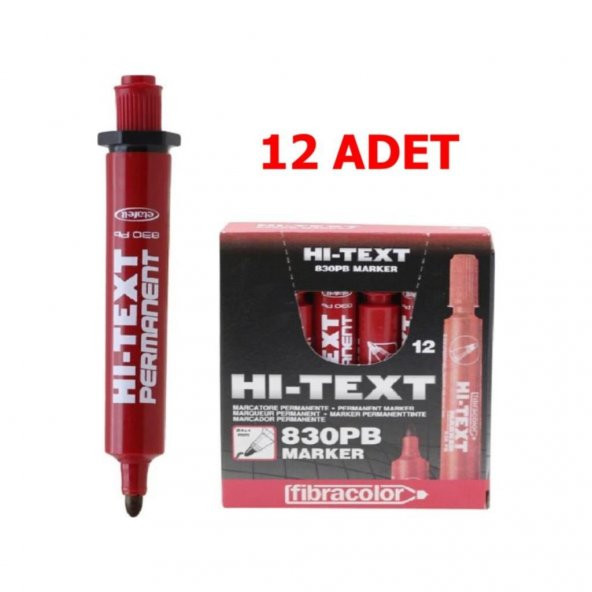 Hi-Text Permanent M. Yuvarlak Uç Kırmızı 830Pb 12Li