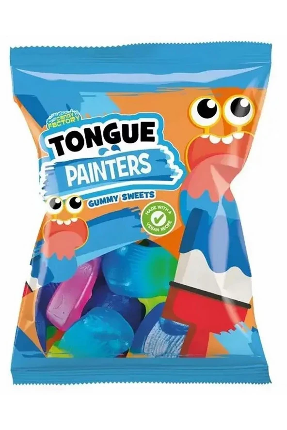 Crazy Candy Factory Tongue Meyve Aromalı Boya Fırçası Şekilli Jelibon 140GR