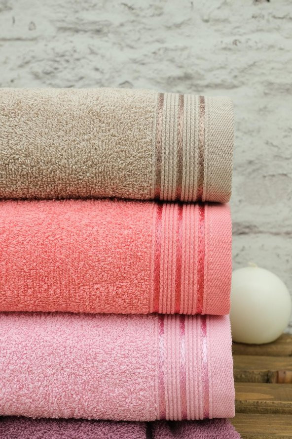 4lü 50x90 Renkli Şerit Desen Bordürlü El-Yüz Havlusu - 2