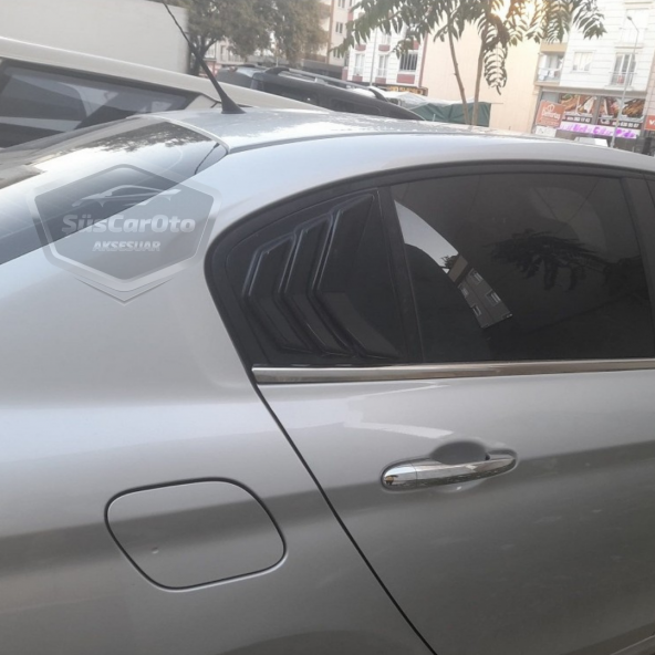 Fiat Egea Sedan 2015 Sonrası Kelebek Cam Izgarası Kelebek Cam Vizörü Havalandırma Sağ Sol Takım Parlak Siyah - 6