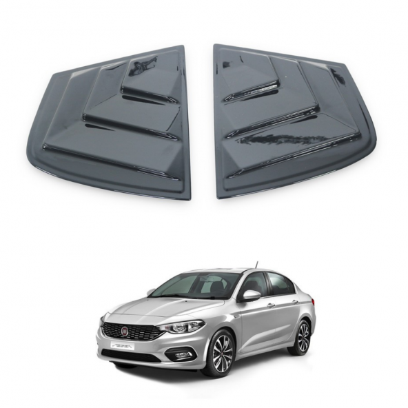 Fiat Egea Sedan 2015 Sonrası Kelebek Cam Izgarası Kelebek Cam Vizörü Havalandırma Sağ Sol Takım Parlak Siyah - 8