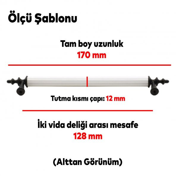 Çekmece Mutfak Dolap Kapak Kulpu Kulbu 128 mm Beyaz Metal Kulp - 3