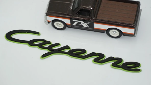 DK Tuning Porsche Cayenne Yeşil Siyah ABS Yazı Logo Arma - Resim 4