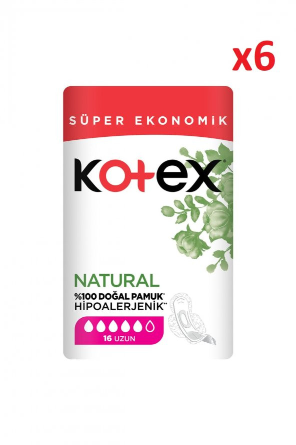 Kotex Natural Uzun 16 lı x 6