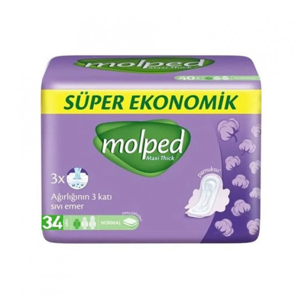 Molped Süper Ekonomik Maxi Thick Ped Normal 34x6 204 Adet
