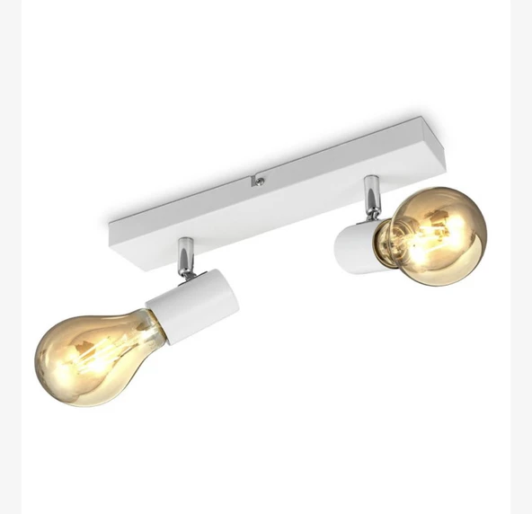 Rsylight Retro Metal 2 Li Beyaz Rustik Hareketli Spot Avize ürün görseli